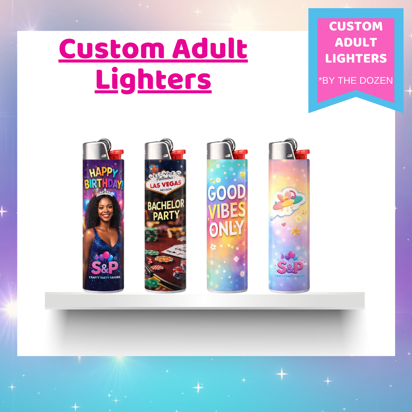 Custom Adult Lighters – Personalized Party Favors (By the Dozen)