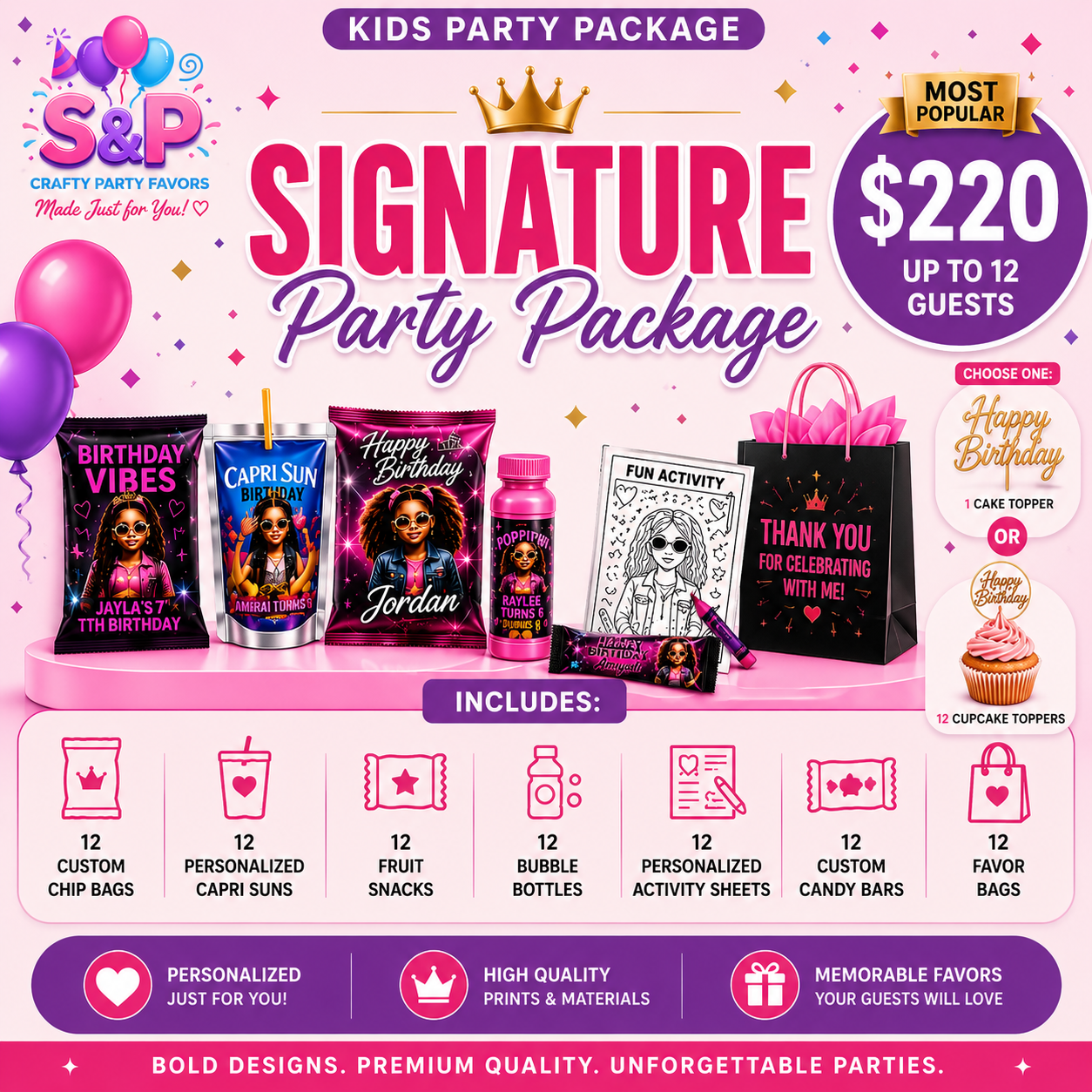 Signature Kids Birthday Party Package | Custom Party Favor