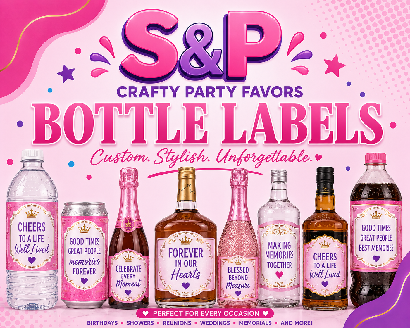 Custom Bottle Labels | S&P Crafty Party Favors