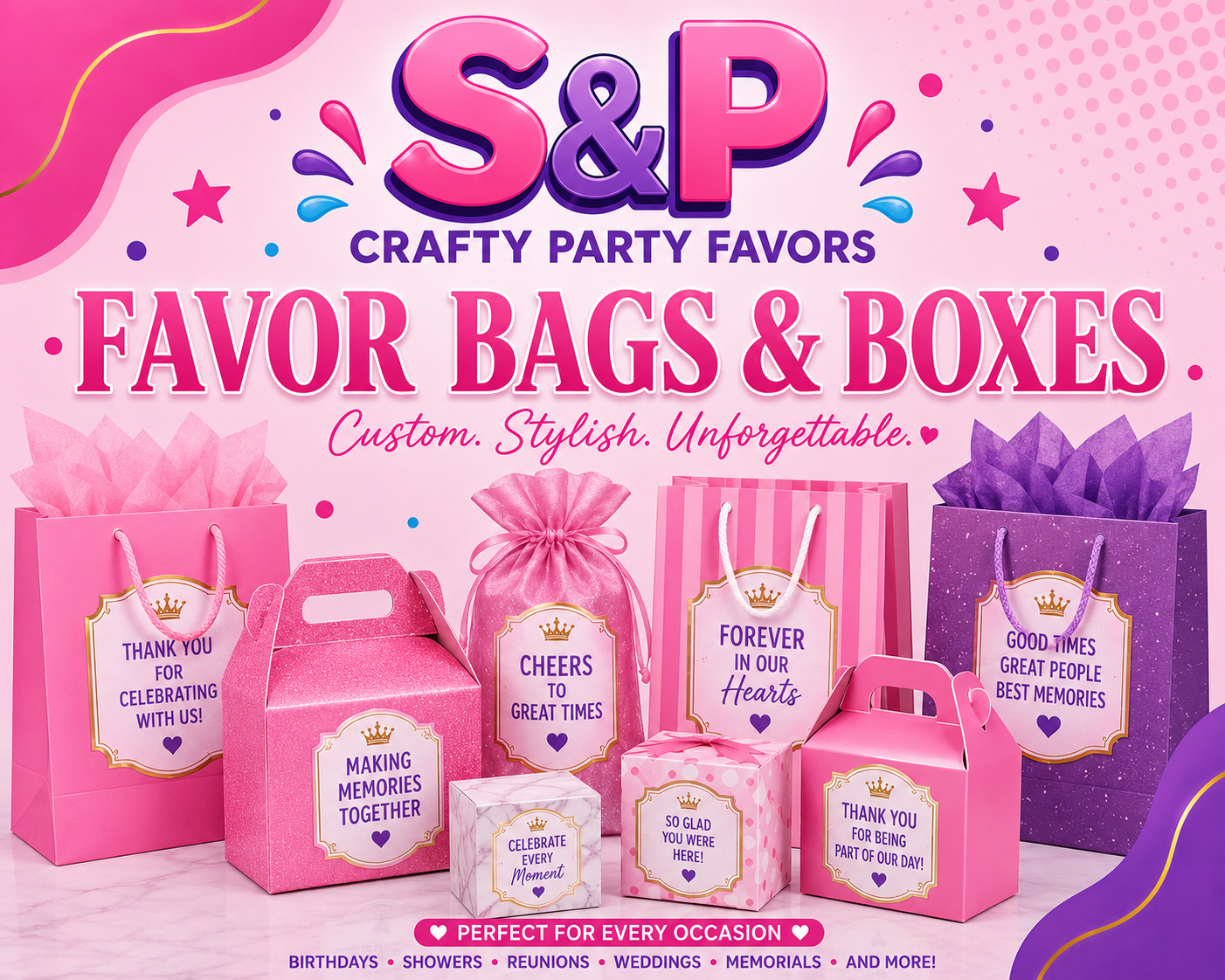 Party Favor Bags & Boxes | S&P Crafty Party Favors