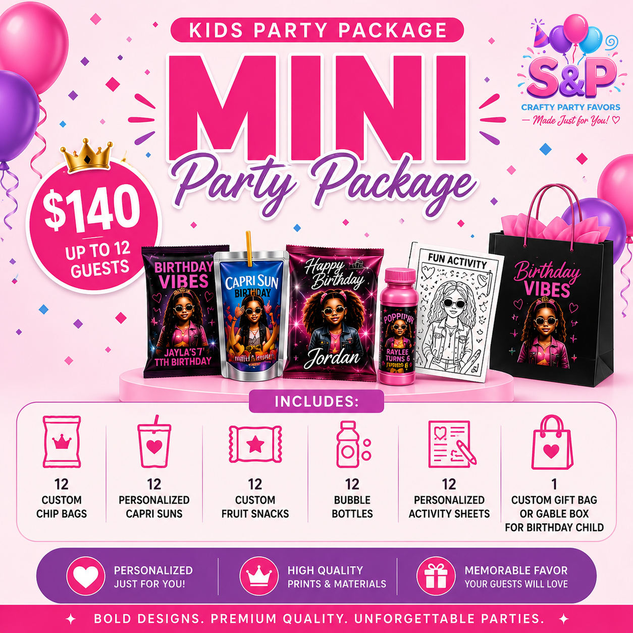 Mini Kids Party Package | Custom Birthday Party Favors