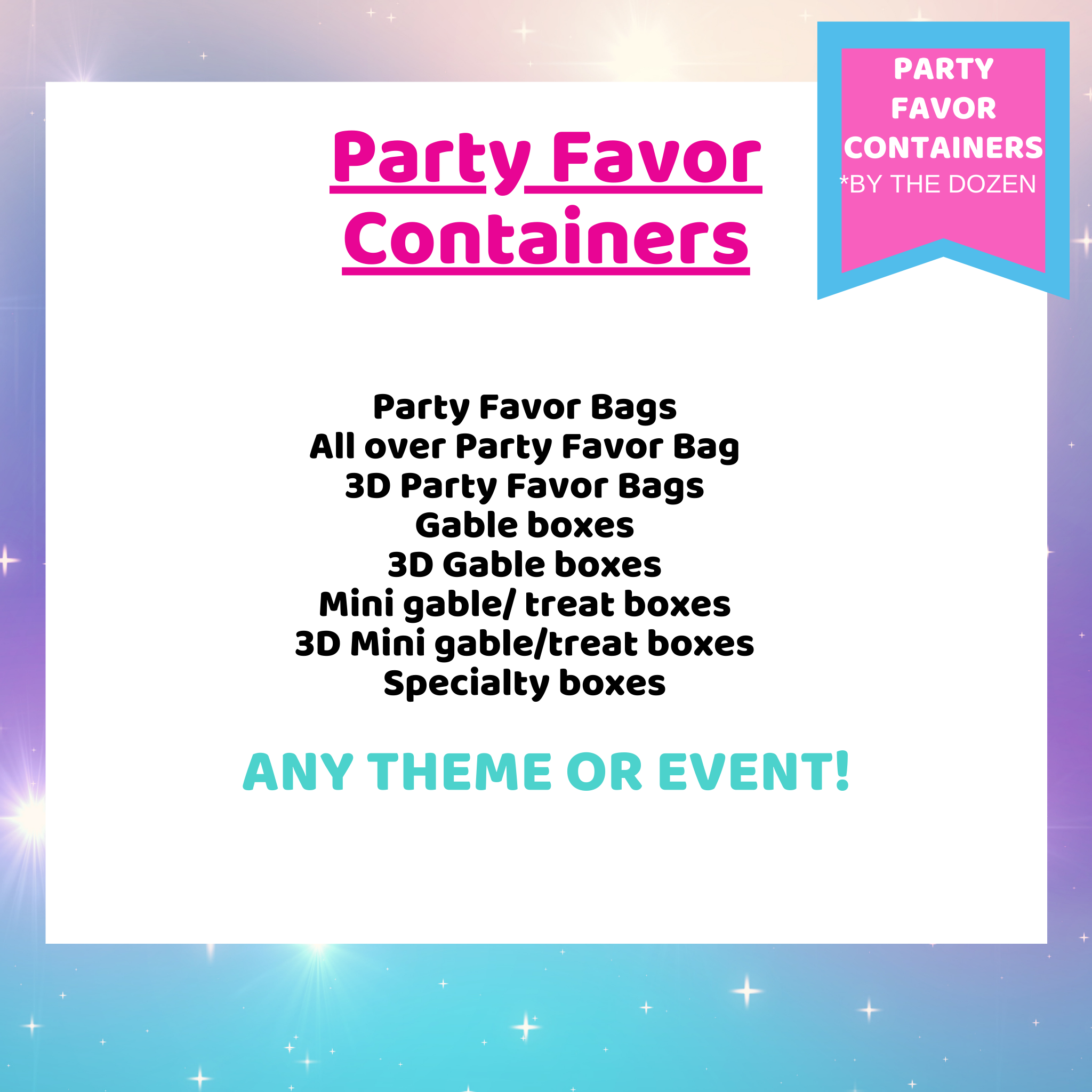 Custom Party Favor Containers | Gable Boxes, Favor Bags & Treat Boxes ...