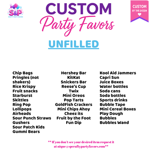 Unfilled Party Favor Package (Sold by the Dozen)