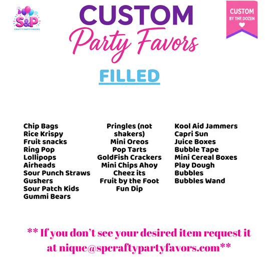Filled Party Favor Packages (Sold by the Dozen)