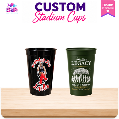 Custom Stadium Cups |Personalized Stadium Cups (By the Dozen)