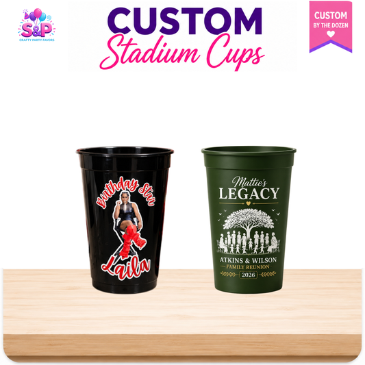 Custom Stadium Cups |Personalized Stadium Cups (By the Dozen)